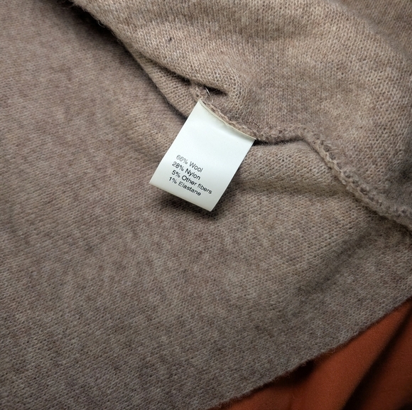 Made In Italy Wool Brown Sweater with Patterned Collar - Picture 7 of 7